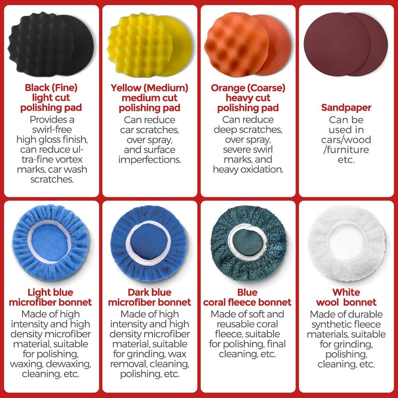 FORASTO 40Pack Cordless Buffer Polisher,DA Buffer Polisher Waxer for Car Detailing, Car Buffers And Polishers kit,Car Accessories,6 Variable Speed, 5500 RPM - Image 5